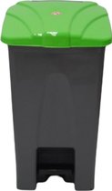 70 Liter Grijs - Groen pedaalafvalbak pedaalemmer rechthoek afvalbak
