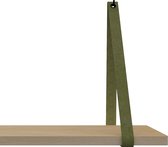 Leren Plankdragers - Handles and more® - 100% leer - SUEDE OLIVE - set van 2 leren plank banden