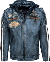 Urban 5884® - Fifty Eight - Veste de moto pour homme - Avec protection - Cuir de vachette - Denim - Blauw - Taille 4XL