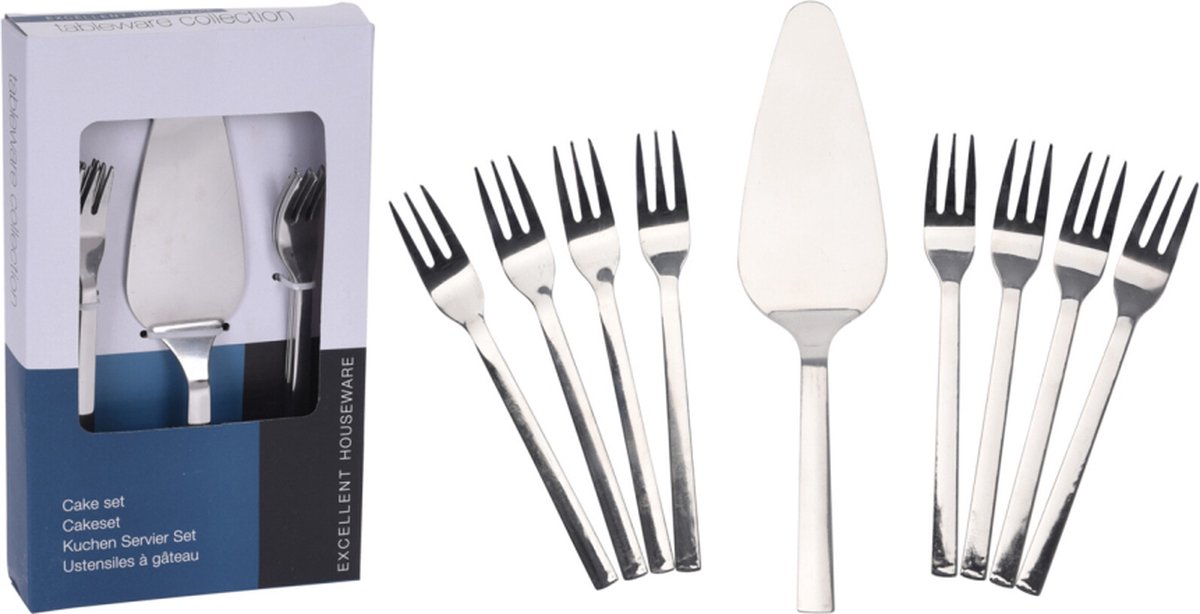 Taartschep met 8 taartvorken - Cake set