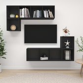 Decoways - 4-delige Tv-meubelset spaanplaat zwart