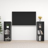 Decoways - Tv-meubelen 2 stuks 107x35x37 cm spaanplaat hoogglans grijs