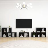 Decoways - 8-delige Tv-meubelset spaanplaat hoogglans zwart