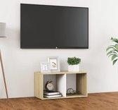 Decoways - Tv-meubel 72x35x36,5 cm spaanplaat wit en sonoma eikenkleurig