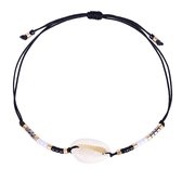 Armbandje Bohemian Shell - Gevlochten - Zwart