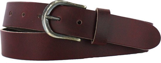 Riem en cuir pour hommes/femmes | 3,5 cm de large | Taille de la ceinture : 95 cm | 100% cuir véritable | Boucle sans nickel | Couleur: bordeaux