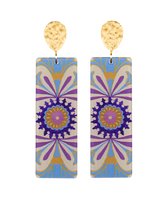 Unieke Statement oorbellen - Grafische Print - Pastel - Lila - Blauw - Geel - Paars