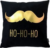 Kerst 'Ho-Ho-Ho' Kussenhoes | Katoen/Polyester | 45 x 45 cm | Zwart / Goud
