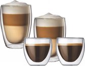Dubbelwandig Glazenset, koffie, Latte & Cappuccino - Thermoglazen - Set van 4