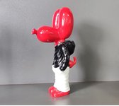 BaykaDecor - Unieke Ballonhond Junior Beeld - Teens - Pop Art Standbeeld - Jeff Koons Parodie - Balloon Dog - Zwart Rood - 18 cm