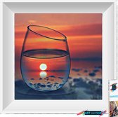 Artstudioclub® Diamond painting volwassenen volledig rasterglas op strand 30x30cm