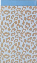 20 Papieren cadeau zakjes met luipaard print 12x19cm | blauw, goud, lichtblauw | Dieren print, traktatie babyshower, huwelijk kaart, small business webshop zakje