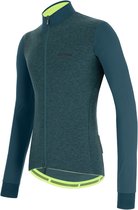 Santini Fietsshirt Lange Mouwen Heren Blauwgroen - Colore Puro LS Thermal Jersey Teal - XL