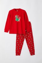 Woody pyjama kerst jongens/heren - rood - rendier - 212-1-CPA-Z/407 - maat 98