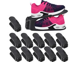 Relaxdays 12x schoenen organizer - schoenen opbergsysteem - schoenenopberger - zwart