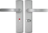 AXA Binnendeurbeslag set (Curve Klik) Aluminium geslepen: Kruk (model Blok Zwaar) op schild voor toilet/badkamer TL63-8