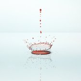 Dibond - Zen / Water / Druppel - Druppel in grijs / wit / rood - 50 x 50 cm.