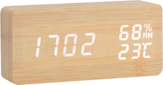 Horloge numérique - Horloge de bureau - Aspect bois - Bois clair + Chiffres Witte