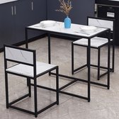 Snailhome Eettafel - keukentafel set - 90 x 47 x 75.5cm - met 2 Stoel 40 x 42 x 72.5cm - MDF en metaal - voor keuken, woonkamer, eetkamer, industrieel ontwerp