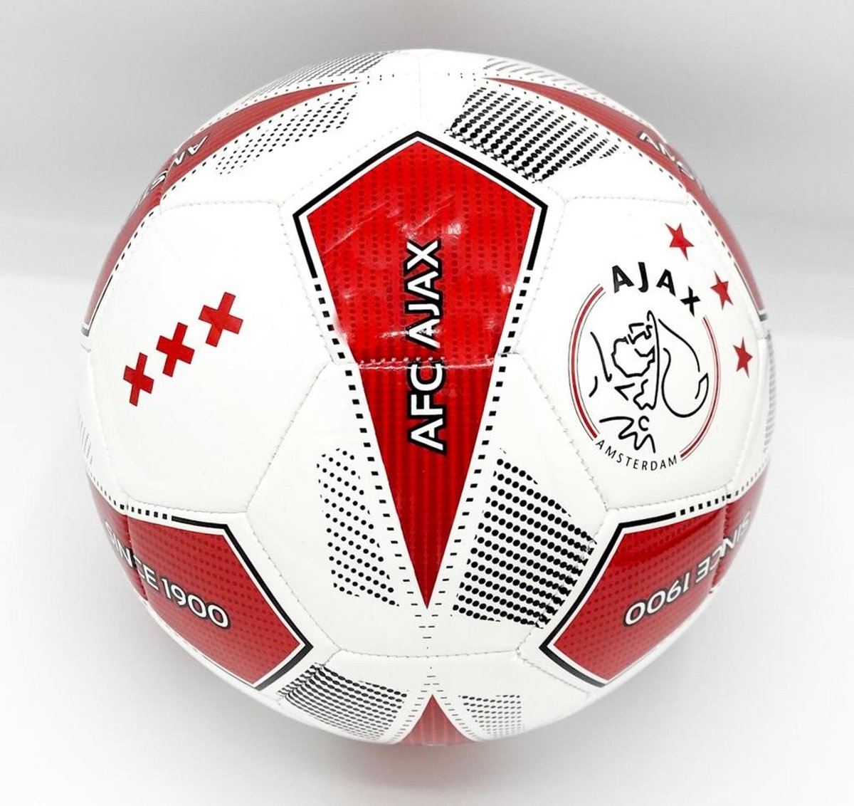 Ajax Voetbal Wit - Rood stip Since 1900 - Ajax Amsterdam - Eredivisie - Champions leaqeau -