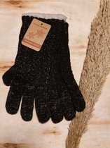 Winter Handschoenen - Dames - Verwarmde - Zwart met Witte Lijnen