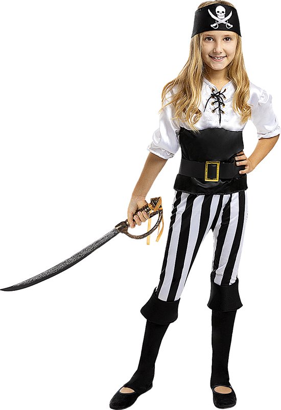 Funidelia | Gestreept piraten kostuum - Zwart en Wit Collectievoor meisjes jaar ▶ Zeerover