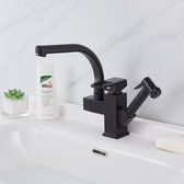 Keukenkraan met flexibele slang - met douche 360° -eengreeps uittrekbare -Legering keuken-Keukenmengkraan - Uittrekbare Uitloop - Zwart