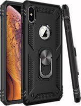 LuxeBass Hoesje geschikt voor iPhone XR Hoesje - Anti-Shock Hybrid Ring Armor zwart