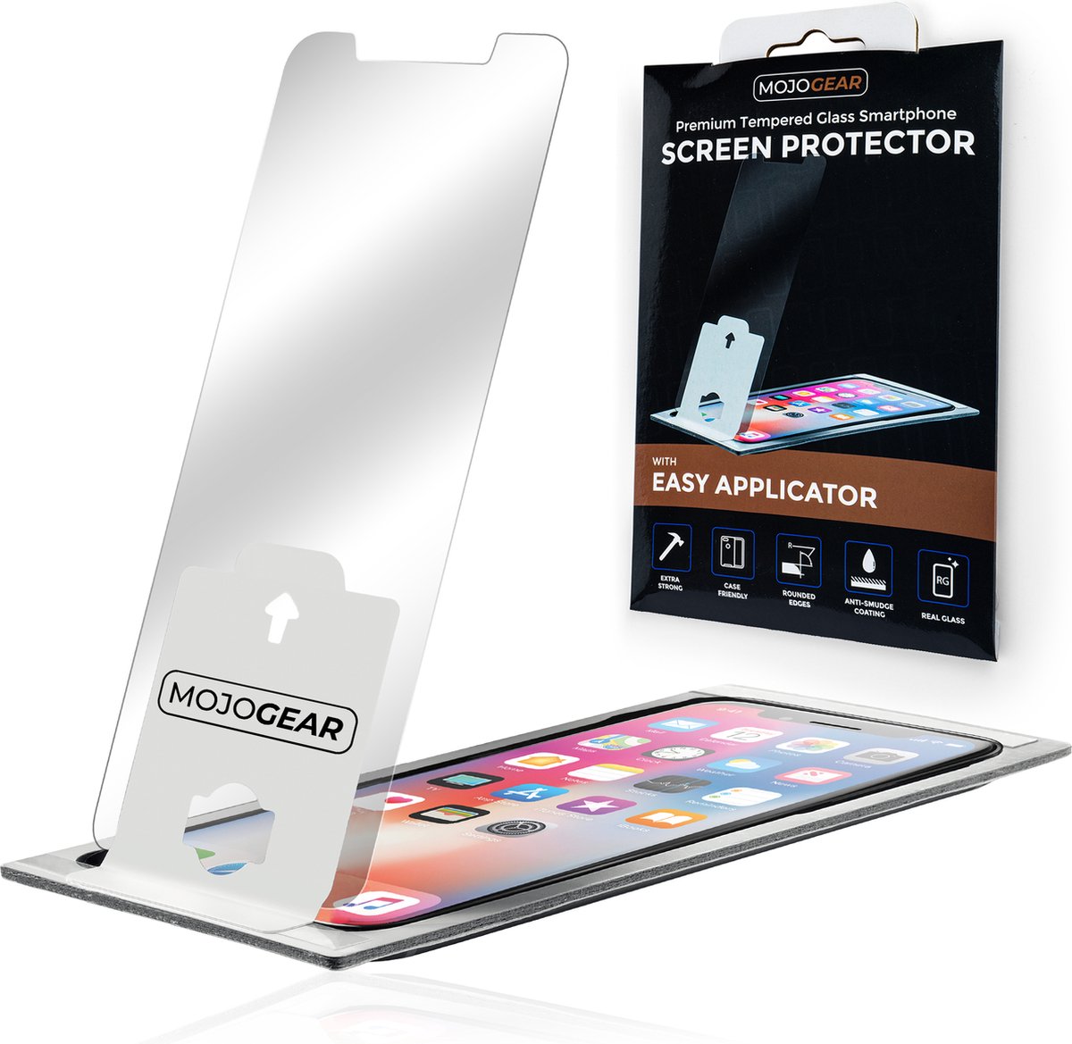 MOJOGEAR Screenprotector met Montageframe - Installatie frame geschikt voor voor iPhone SE 2020 / SE 2022 (SE 3) / iPhone 8 / iPhone 7 – Extra sterk beschermglas
