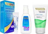 Skin Care Set - Differin Adapalene Gel 0.1 %, Acne Treatment - 3 Step Acne Treatment - Sunscreen SPF 30 for Face - Facial Cleanser for Acne