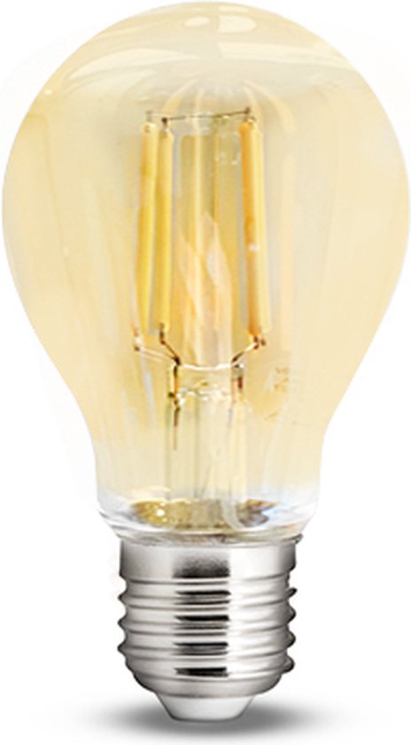 2X Dimbare filament LED Lamp - Extra Warm witte lichtkleur 2200K - Amber coating - 5W - Vorm: A60