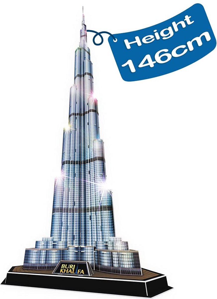 Burj Khalifa Led Enfant Et Adulte Puzzle 3d Illuminé Cadeau 14 Ans Ou Plus 240 Minutes Jigsaw Decoration 136 Pièces Maquette A Construire Monuments 