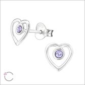 Aramat jewels ® - 925 sterling zilveren oorsteker hartje lila swarovski elements kristal 7mm