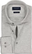 Profuomo Originale slim fit jersey overhemd - knitted shirt pique - grijs melange - Strijkvrij - Boordmaat: 44