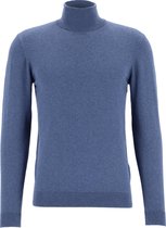 Michaelis heren trui katoenmengsel - slim fit met col - jeansblauw -  Maat: M