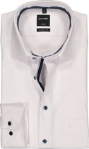 OLYMP Luxor modern fit overhemd - mouwlengte 7 - wit mini dessin structuur (contrast) - Strijkvrij - Boordmaat: 41