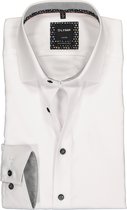 OLYMP Luxor modern fit overhemd - mouwlengte 7 - wit 2-ply twill - Strijkvrij - Boordmaat: 44