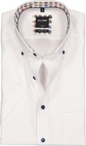 OLYMP Luxor modern fit overhemd - korte mouw - wit Oxford (contrast) - Strijkvrij - Boordmaat: 40