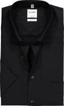 OLYMP Luxor comfort fit overhemd - korte mouwen - zwart - Strijkvrij - Boordmaat: 47