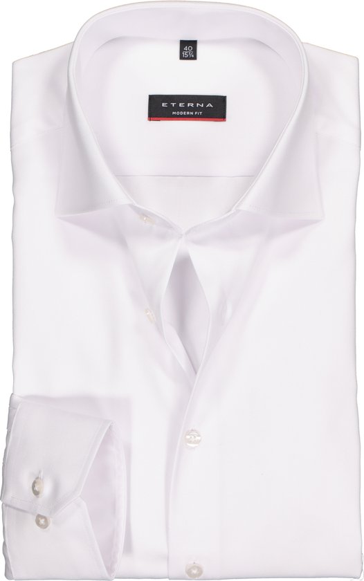 ETERNA Modern Fit overhemd - mouwlengte 72 - niet doorschijnend wit twill - Strijkvrij - Boordmaat: