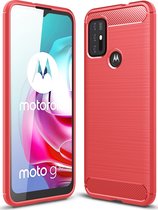 Motorola Moto G10 Hoesje - Mobigear - Brushed Slim Serie - TPU Backcover - Rood - Hoesje Geschikt Voor Motorola Moto G10