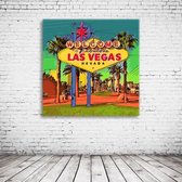 Las Vegas Pop Art Poster in lijst - 90 x 90 cm en 2 cm dik - Fotopapier Mat 180 gr Framed - Popart Wanddecoratie inclusief lijst