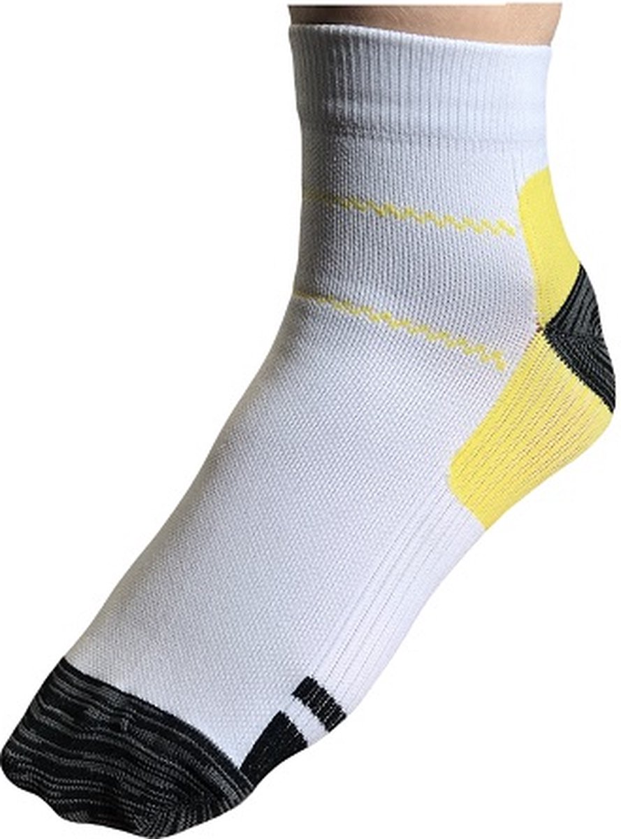 Inuk Compressie sok - Sportsok - echt warme voeten - Geel zwart - Maat S/M 35-39 - blijft goed in de was - blijft strak