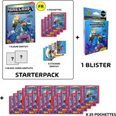 PANINI - MINECRAFT STICKERS - 1 STARTER PACK FR + 25 POCHETTES + 1 BLISTER - PROMO PACK FR