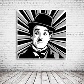 Pop Art Charlie Chaplin Poster in lijst - 90 x 90 cm en 2 cm dik - Fotopapier Mat 180 gr Framed - Popart Wanddecoratie inclusief lijst