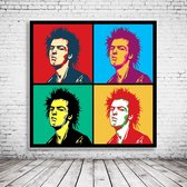 Pop Art Sid Vicious Poster in lijst - 90 x 90 cm en 2 cm dik - Fotopapier Mat 180 gr Framed - Popart Wanddecoratie inclusief lijst