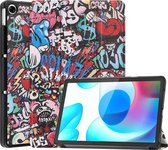 Case2go - Tablet Hoes geschikt voor Realme Pad - 10.4 inch - Tri-Fold Book Case - Auto Wake functie - Graffiti