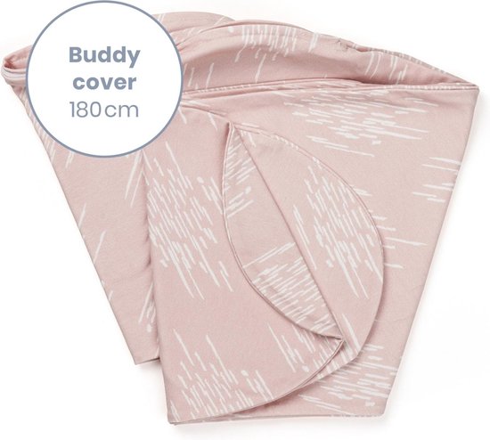 Doomoo Buddy Cover - Hoes voor Voedingskussen Buddy - Biologisch Katoen - 180 cm - Misty Pink
