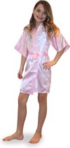 Luxe Roze Satijnen Badjas Kimono Voor Kinderen | Ochtendjas Kids | Maten voor kinderen van 4-11 jaar | 4-5 jaar