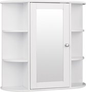 Homesse White Bathroom Cabinet With Mirror - badkamerkast - badkamerkasten hoog - badkamerkast met spiegel - badkamerkast hangend - kolomkast badkamer - bovenkast - keukankast hang